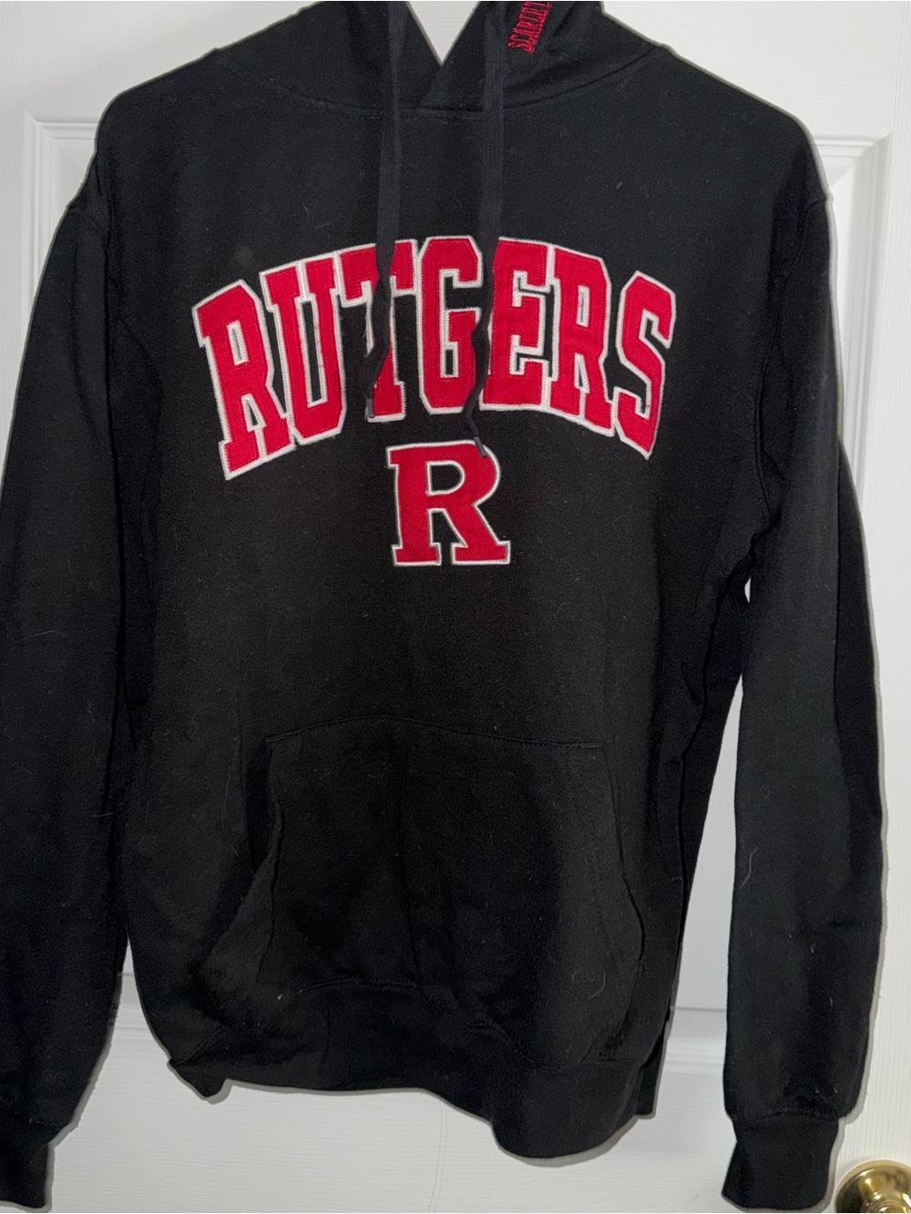 Rutgers Stadium Athletics Black and Red Pullover Hoodie
